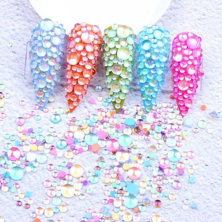 New Mermaid Tears Glass Rhinestones Aurora Transparent Shiny Crystals Nail Art Flat Back Non Hot Fix Rhinestones for Crafts