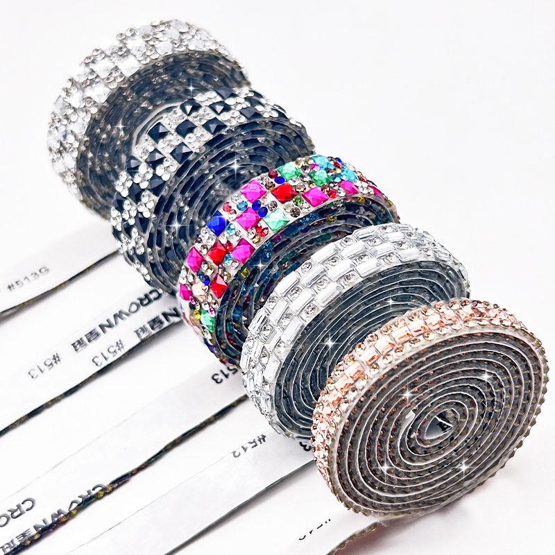 Wholesale hot fix tape apparel trimmings New fancy design heat transfer rhinestone tape for wedding