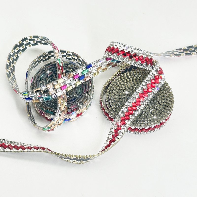 Wholesale hot fix tape apparel trimmings New fancy design heat transfer rhinestone tape for wedding