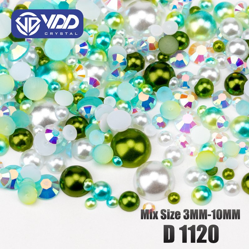 VDD D1120 30g Wholesale Mix Size ABS Half Round Pearls Flatback Beads Color Resin Rhinestone Crafts Nail Art DIY Decoration
