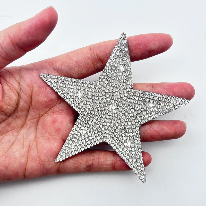 Hot Sale Crystal Star Bling Diamond Self Adhesive Crystal Applique Rhinestone Sticker Star Iron On Patches for Clothing