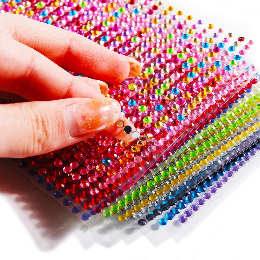 Custom made DIY Decoration Stickers 3mm 4mm 5mm 6mm Diy Acrylic crystal Diamond Self Adhesive Rhinestone Stickers