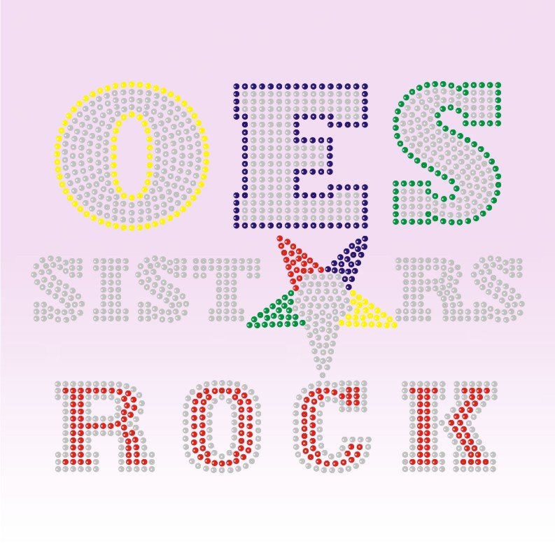 Hot Sale Bling OES Order of Eastern Star Iron on Rhinestone Transfer