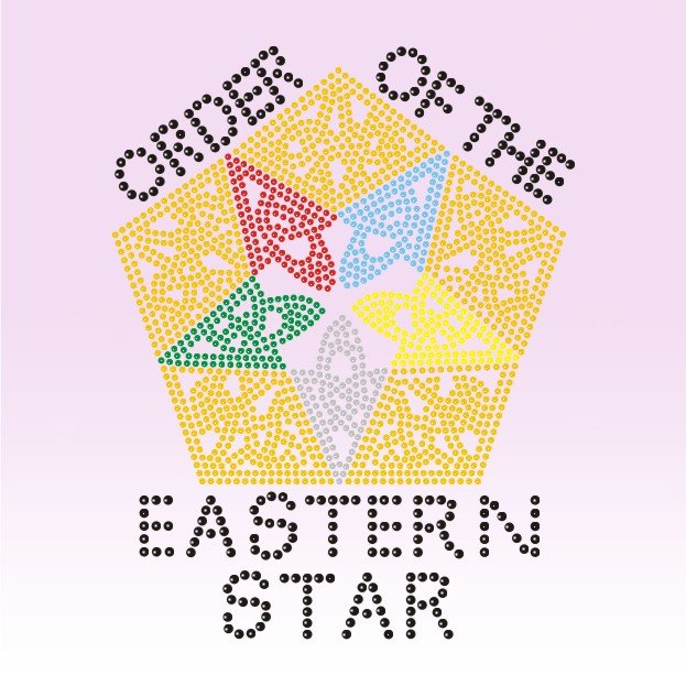 Hot Sale Bling OES Order of Eastern Star Iron on Rhinestone Transfer