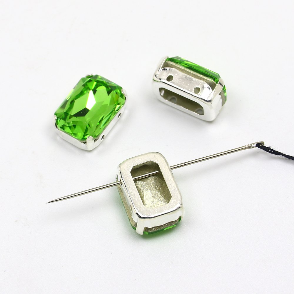 Dongzhou Octagon glass rhinestones crystal with Metal Settings wholesale loose crystal beads For Jewelry making diy accessories
