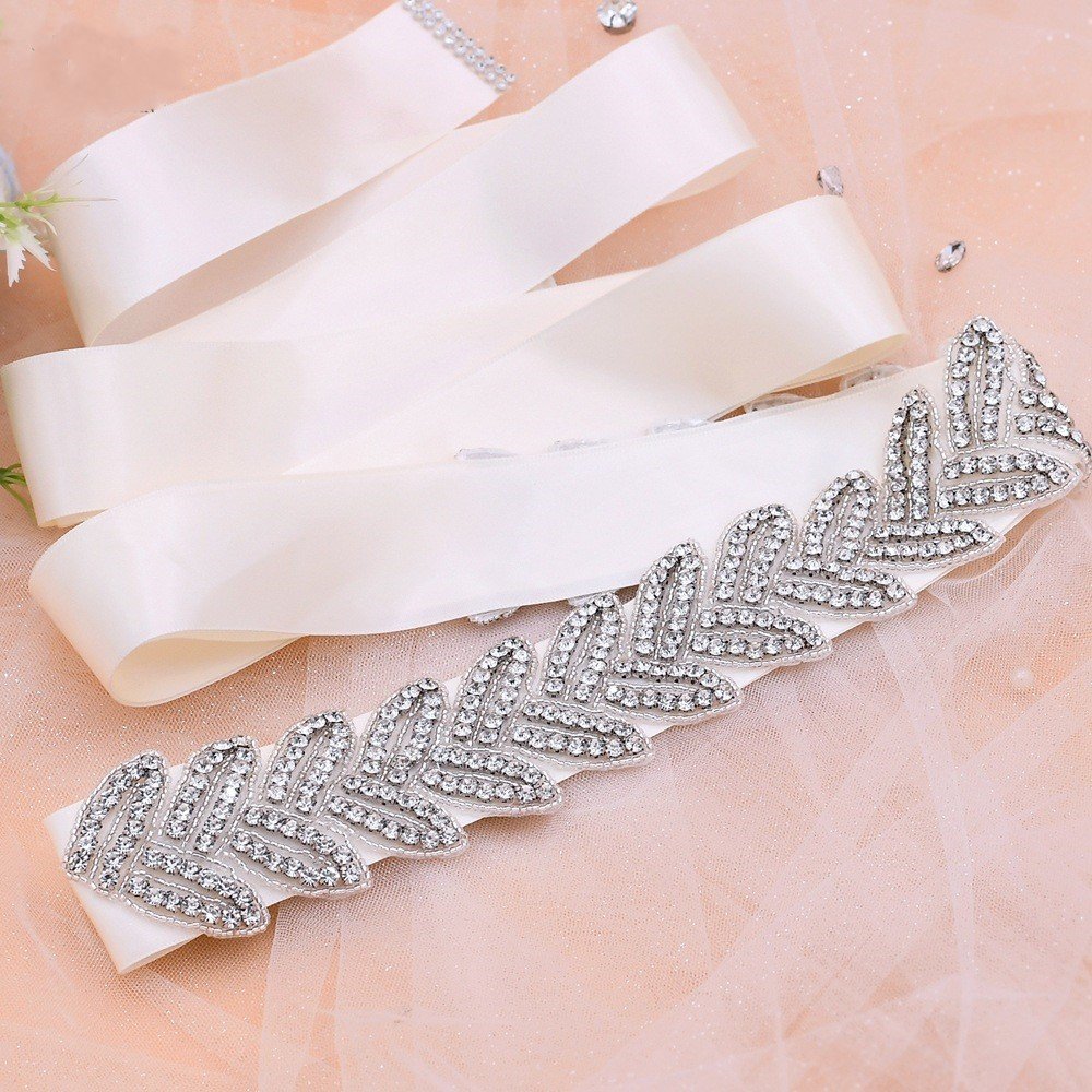 hot selling white silver bling rhinestone applique belts bodice crystal bridal banding trim