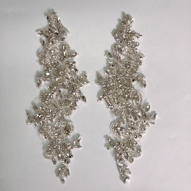 Luxury dress rhinestone bridal bodice crystal neck applique patch sew on LT3433