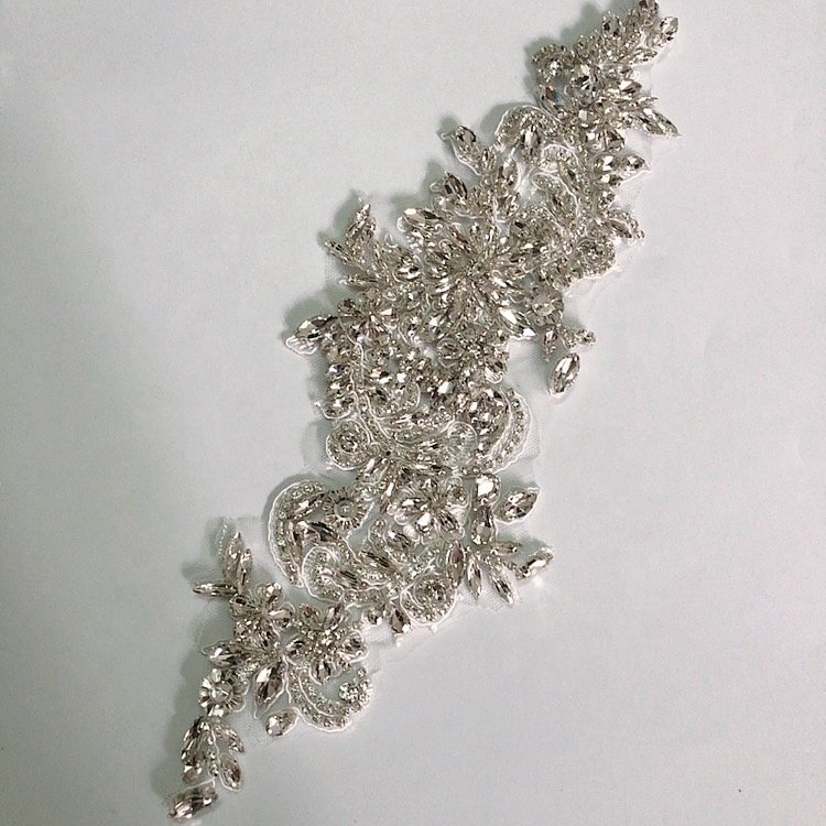 Luxury dress rhinestone bridal bodice crystal neck applique patch sew on LT3433