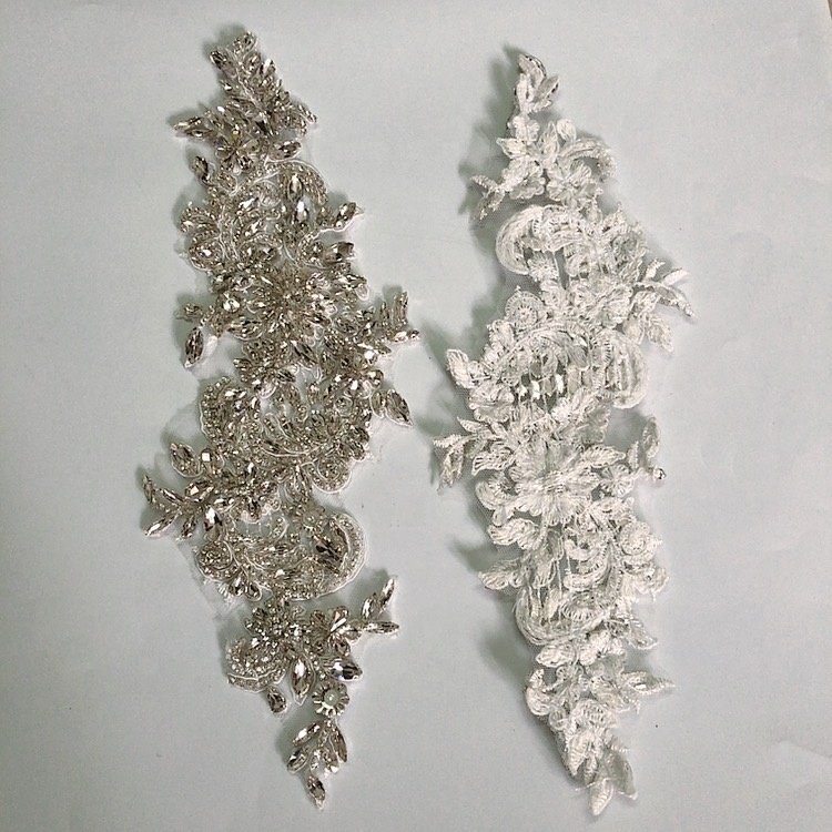 Luxury dress rhinestone bridal bodice crystal neck applique patch sew on LT3433