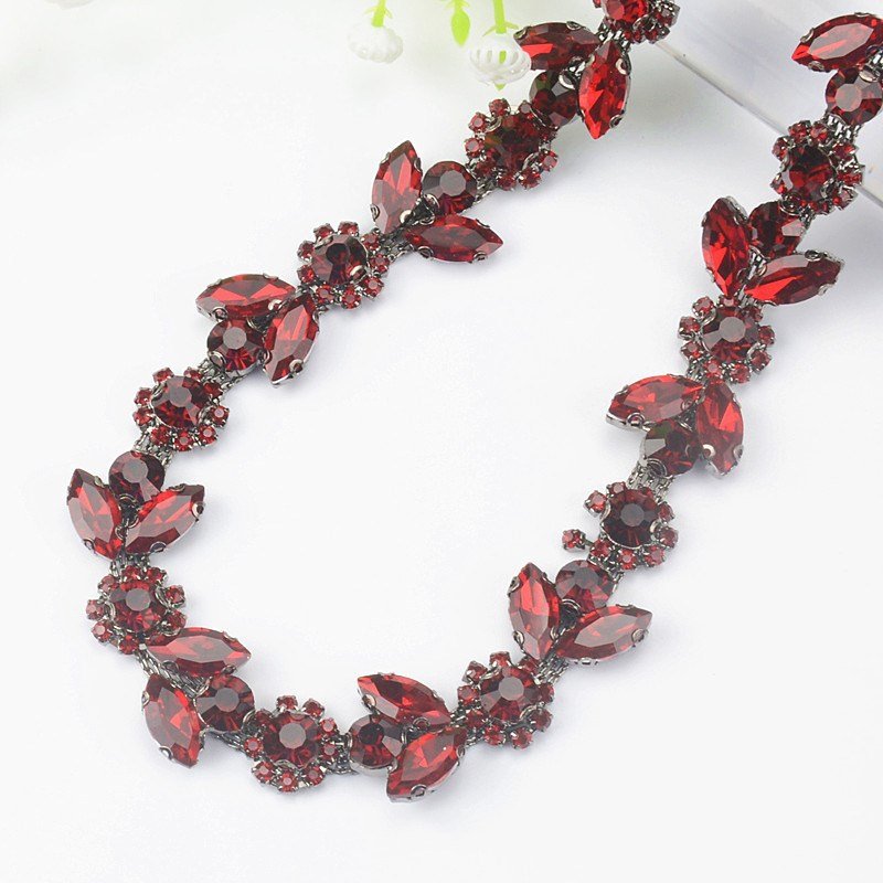 Junjiao Crystal Rhinestone Chain Trimming Sew On Navette Chain For Wedding Applique Clothing Decoration