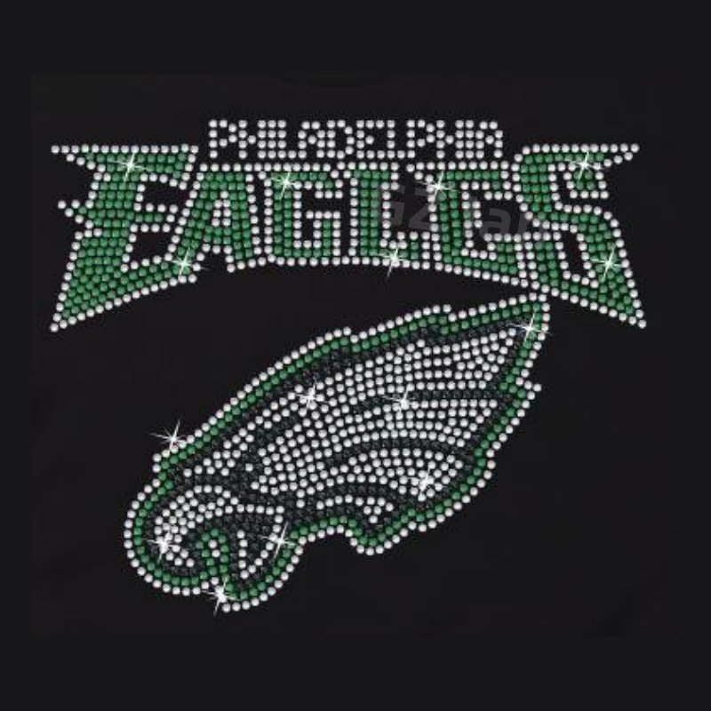 Philadelphia Custom Rhinestone Transfers Hotfix NFL Eagles Football Motif Crystal Rhinestone Iron On Transfer