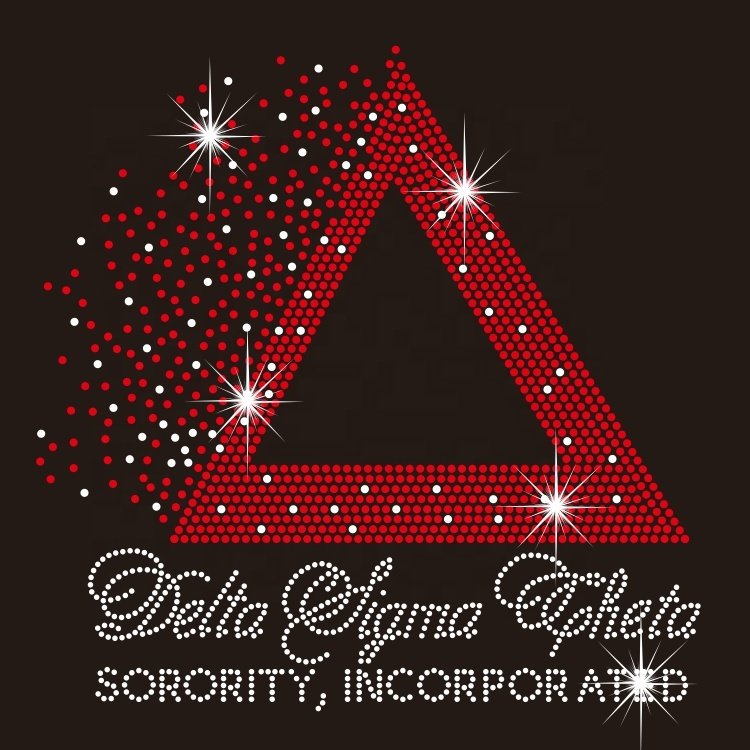 Delta Sorority Logo Dear Custom Sigma Theta Heat Press Rhinestone Transfer Flat back Iron-On Glass Motif for Garments DIY