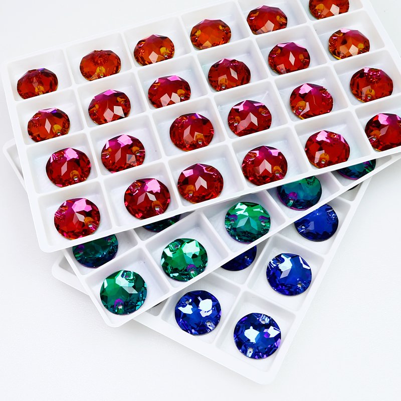 Dongzhou flatback rhinestone round shape sew-on crystals wholesale lead-free crystal stone for clothes dress garment decoration