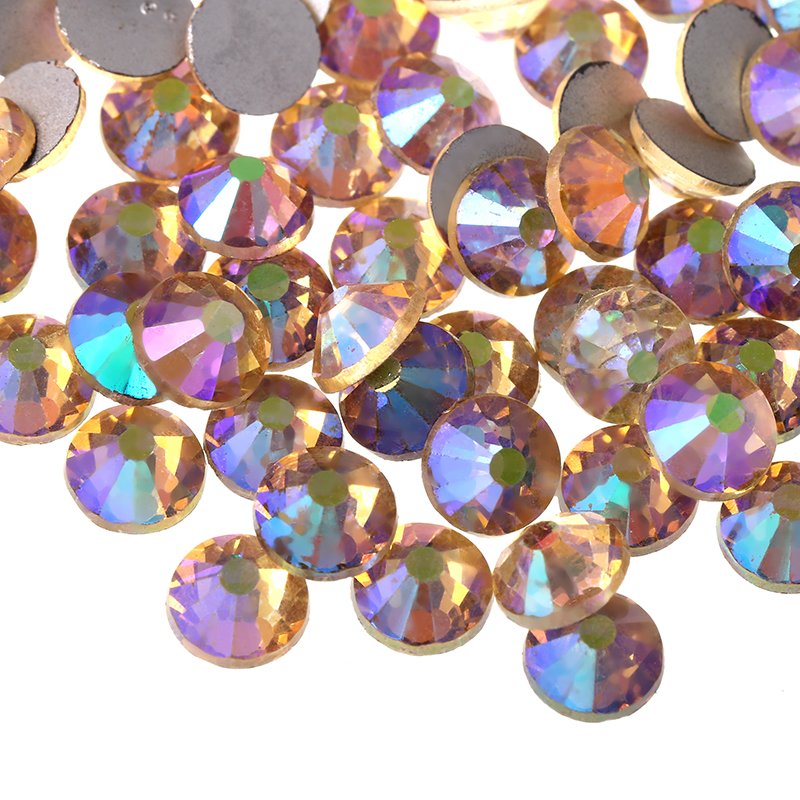 High quality Round AB Colorful Non Hotfix Flat back Glass rhinestones transparent Crystal rhinestones for mugs Nail Arts