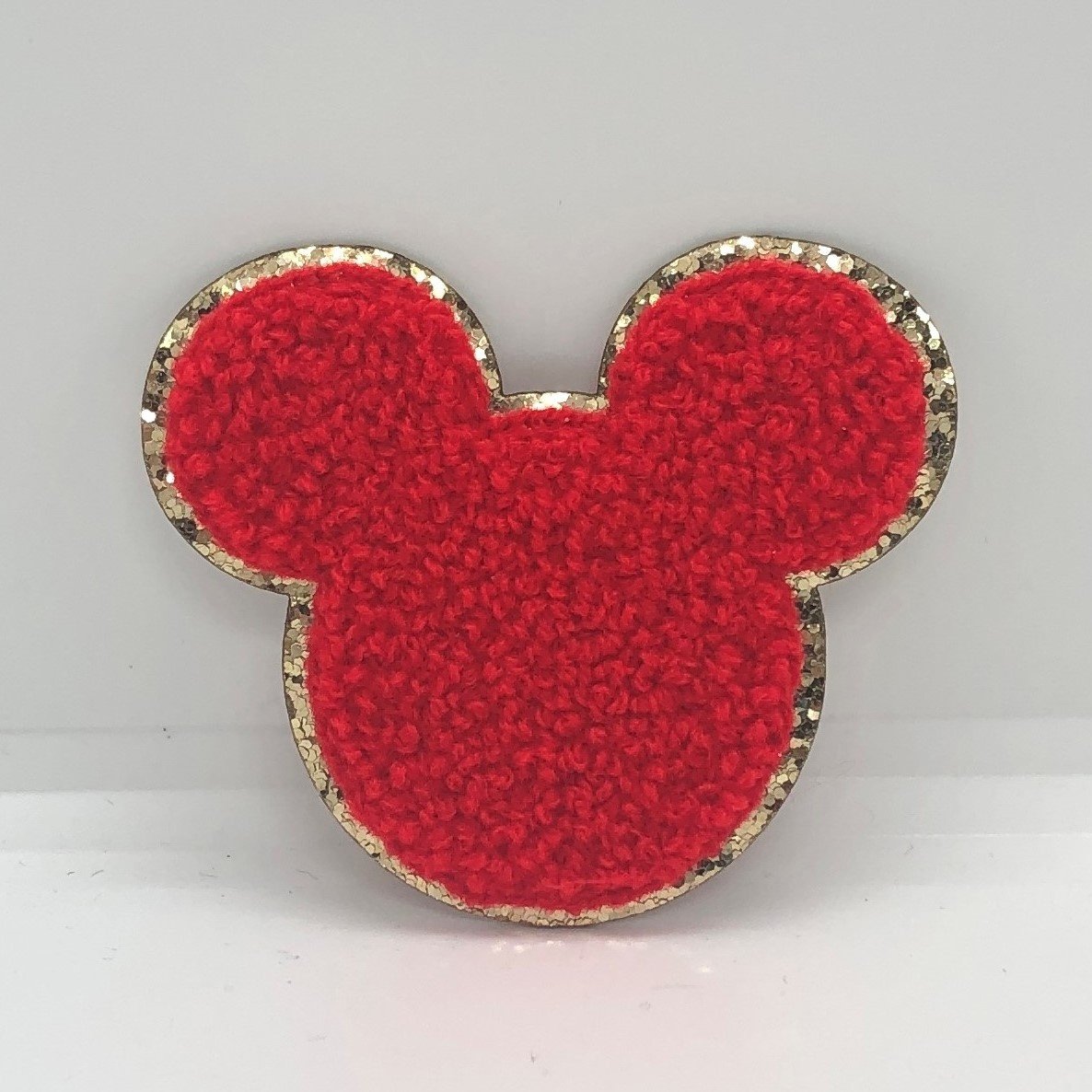 custom Logo letter chenille patch embroidery Hot Sale designer Custom Glitter Chenille embroidery Mouse Head Iron On patch