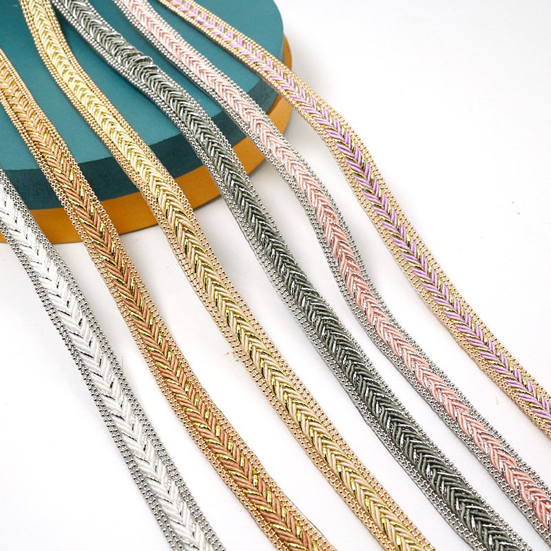 Fancy iron-on rhinestone strip back glue hot drill diy clothes shoes hats clothing hotfix beaded chain lace trims for dress