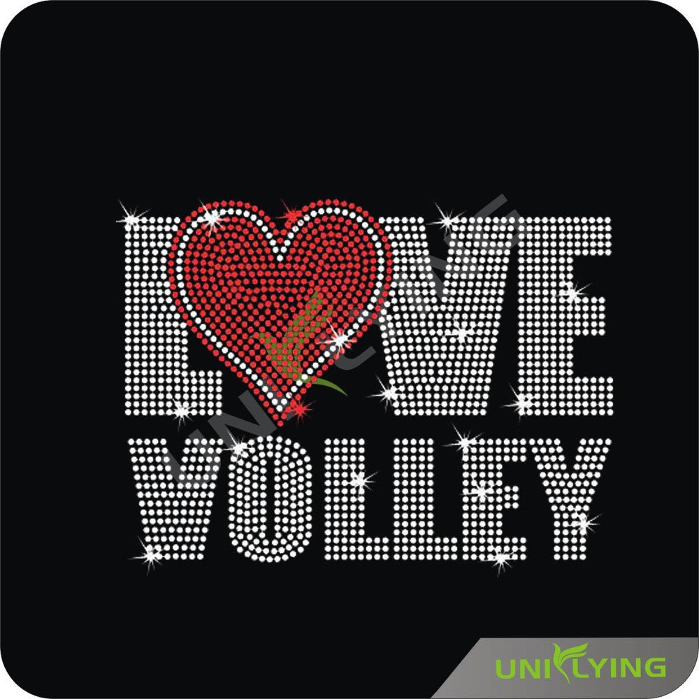 Bling Bling Love VOLLEY letters Stickers Iron On Transfer Rhinestone Templates