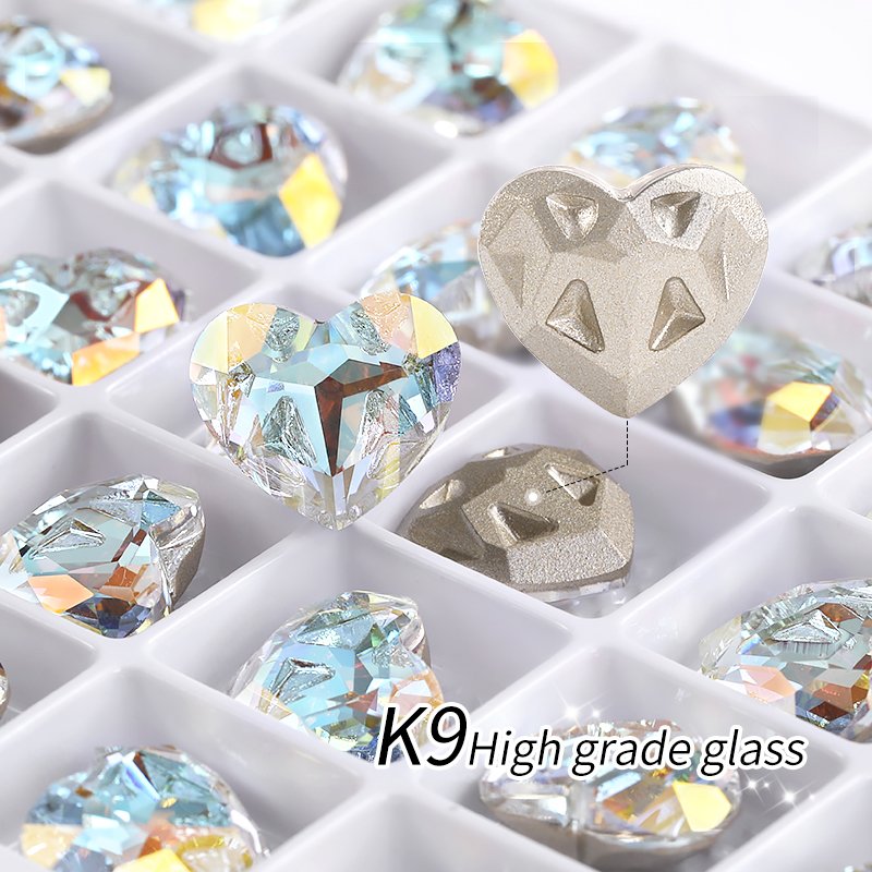 Xichuan New Design Heart Shape K9 Glass Beads Point Back Fancy Loose Rhinestone For Clothing Accessories Wedding Dress