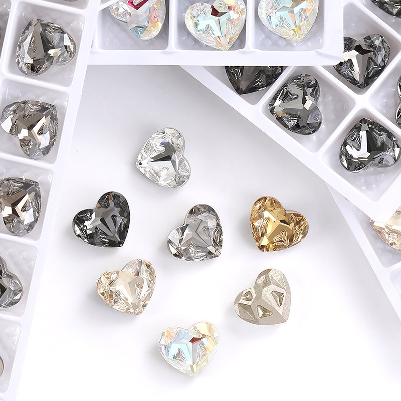 Xichuan New Design Heart Shape K9 Glass Beads Point Back Fancy Loose Rhinestone For Clothing Accessories Wedding Dress