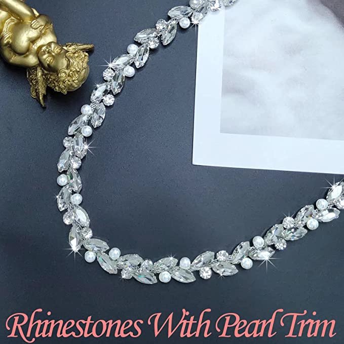Fashion de pedreria oem wholesale Luxury rhinestone bodice applique for dresses custom design beaded Chain rhinestone