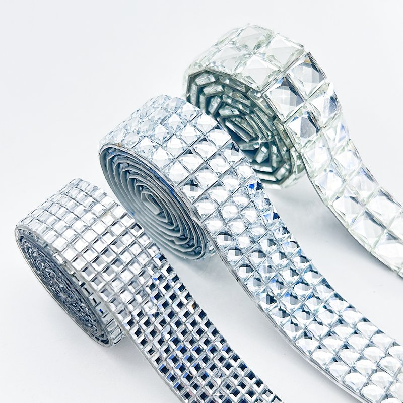 Glass Rhinestones Trim Applique Self Adhesive Ribbon Crystal Decorative Rhinestone Sheet Tape Diy For Crafts Clothing Bags