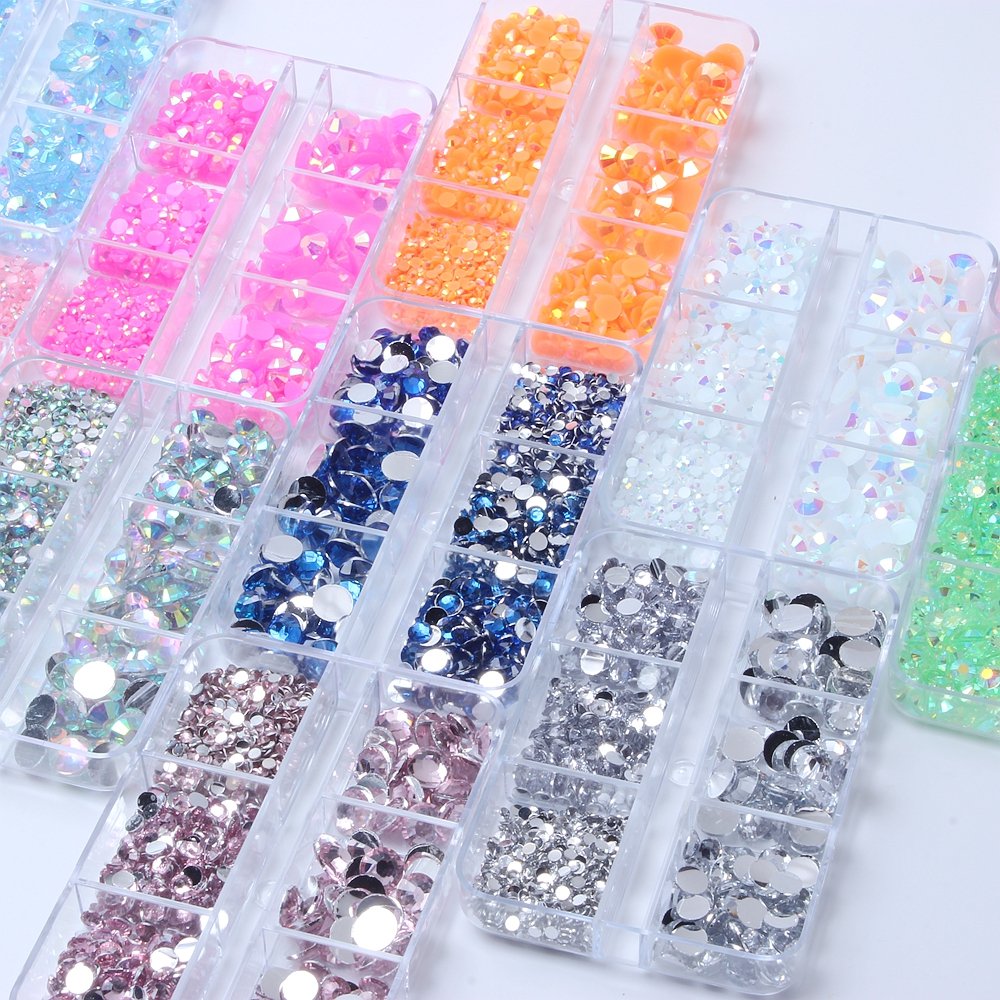 New Flat Back Round Bright Nail Resin Rhinestones Hairpin Clothing Accessories Parts Wholesale