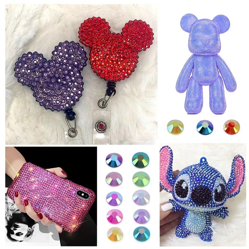 SS6-SS30 Wholesale Resin Rhinestones Non Hotfix Accessories Flat Back Round Shiny Crystal Nail Art Jelly Colors