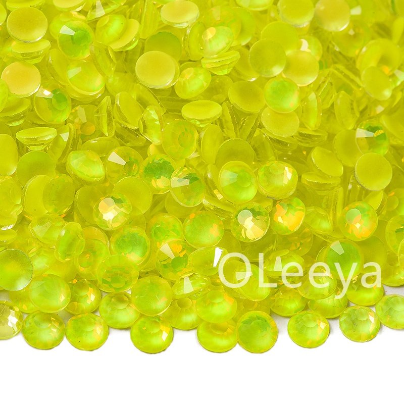 OLeeya Factory Bulk Rhinestones Yellow Colors Crystals Flat Back Non Hotfix Rhinestones Cold Fix For Garment Accessories