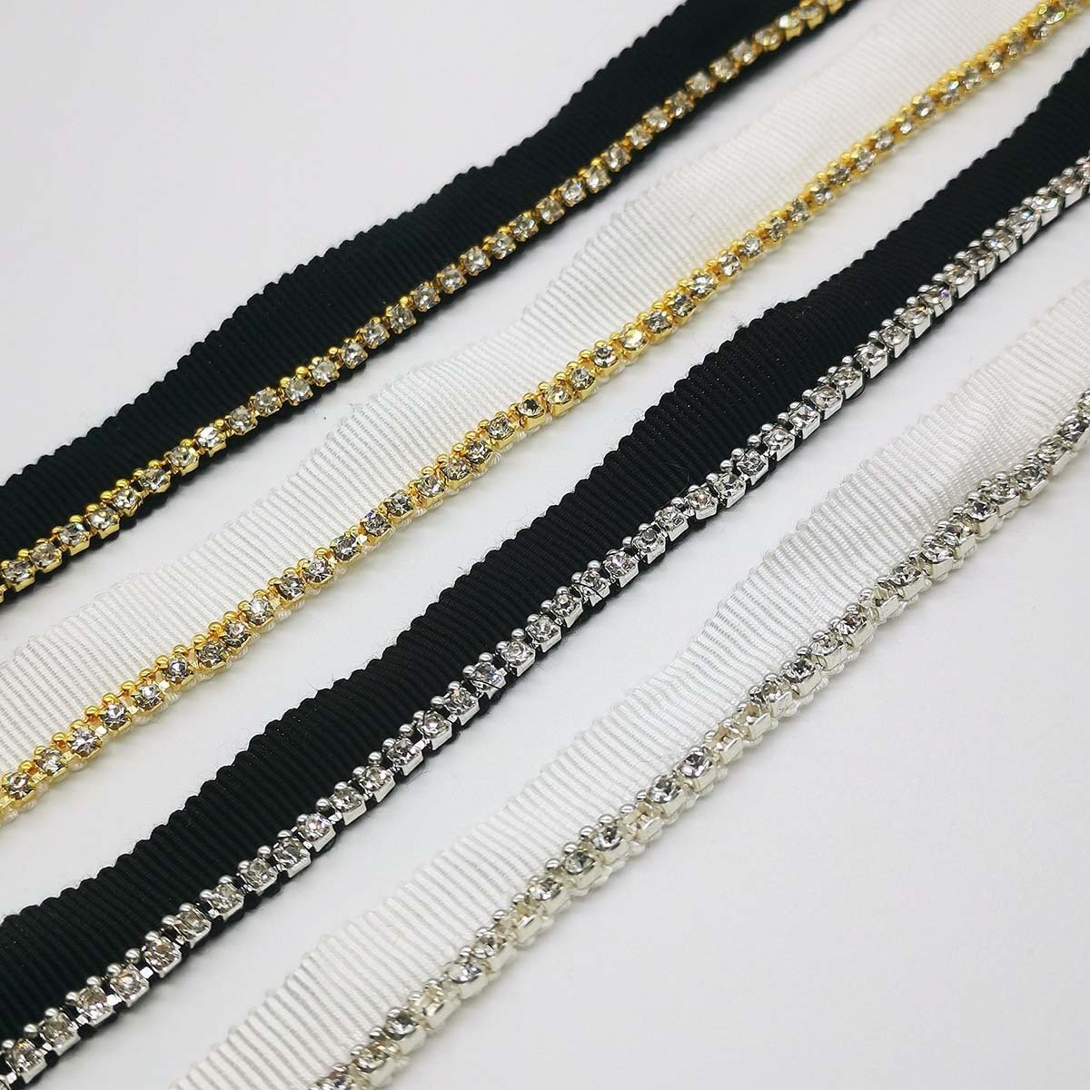 NEW webbing with rhinestones chain lace trims claw rhinestone beaded for headdress bags DIY clothing accessories