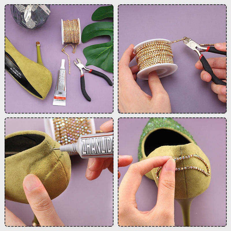 Hot Sales Rhinestone Brass Cup Chain SS6-SS12 Strass Setting Rhinestone Banding Gold AB Chaton Cup Chain