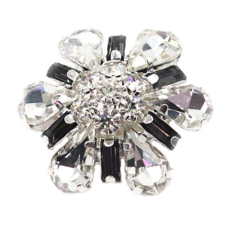 New design decorative rhinestone snowflake brooch buttons top metal button press shank button for shirt