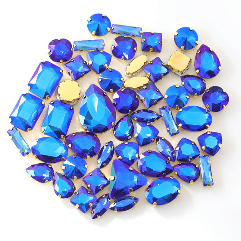 Rectangle Sew on Flat Back Acrylic Rhinestones Claw Setting Crystal Rhinestone Transfers Sew on