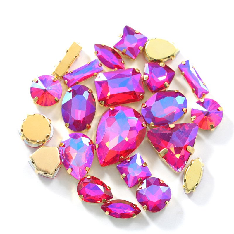 Rectangle Sew on Flat Back Acrylic Rhinestones Claw Setting Crystal Rhinestone Transfers Sew on
