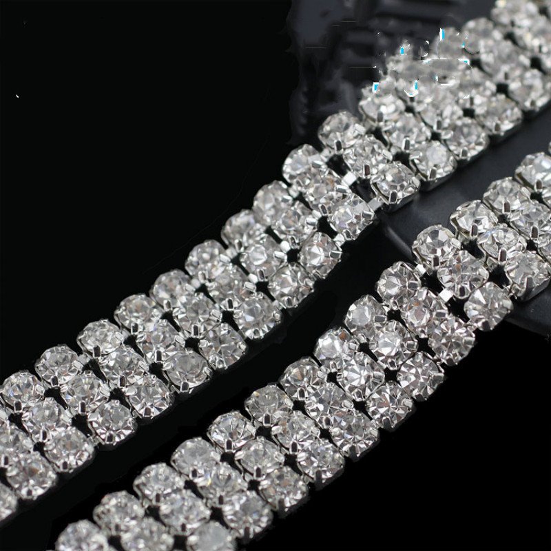 New Fashion Metal Chain With Rhinestone Factory Direct Sale Three-Row Claw Cup Chain Dress Shoes Hat Decorative DIY Accessories