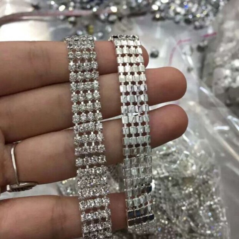 New Fashion Metal Chain With Rhinestone Factory Direct Sale Three-Row Claw Cup Chain Dress Shoes Hat Decorative DIY Accessories