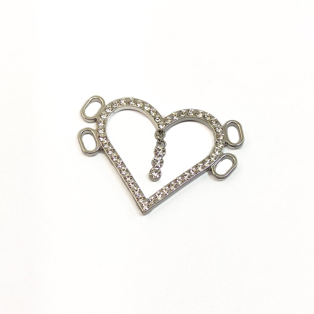 Heart buckles of swimwear hardware of rhinestone bikini connector