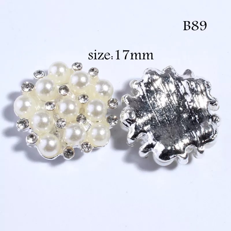 2024 Newest Pearl Flower Button Crystal Rhinestone FlatBack Charms For Wedding Quinceanera Birthday Invitations Decoration