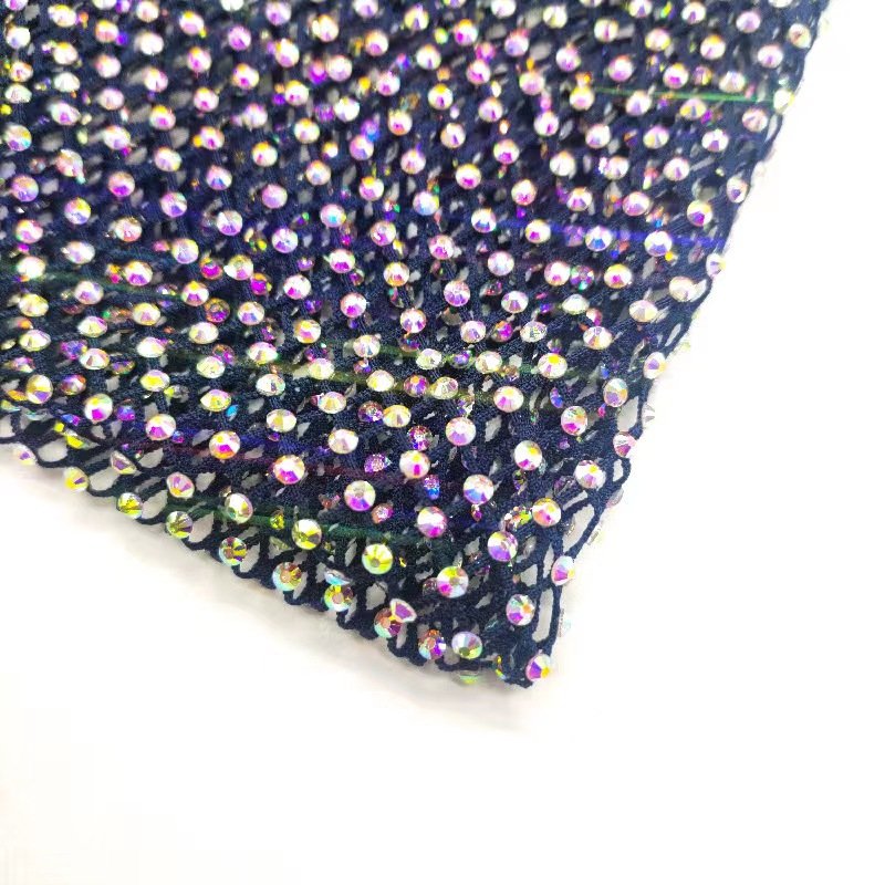 Rhinestones Stretch Elastic Net Trim Crystal AB Rhinestone mesh fabric