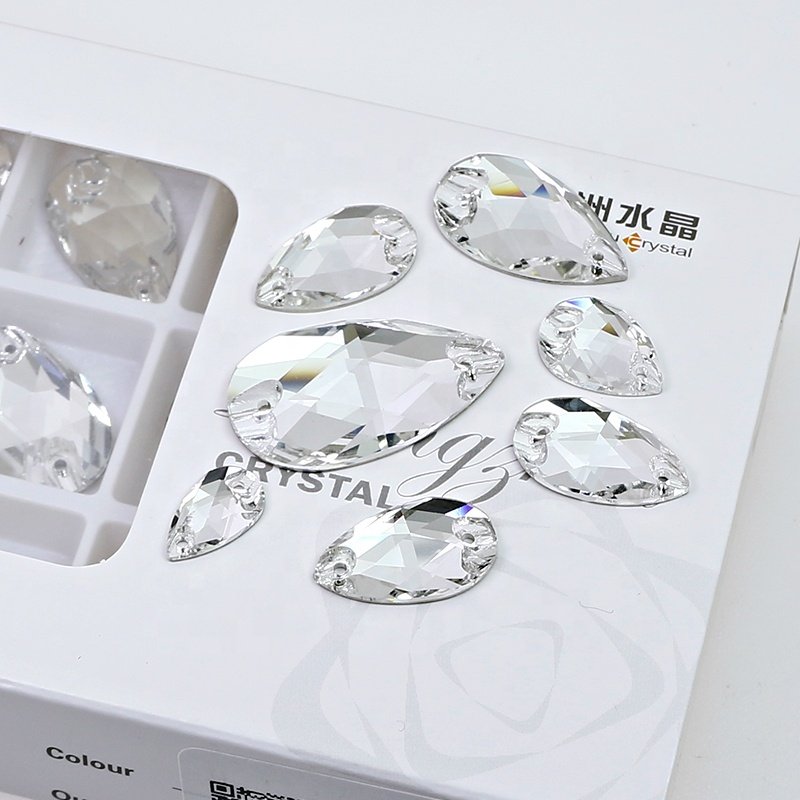 Dongzhou crystal Drop shape Sew on Crystal flatback Rhinestones wholesale lead-free crystal beads for garment sewing accessories
