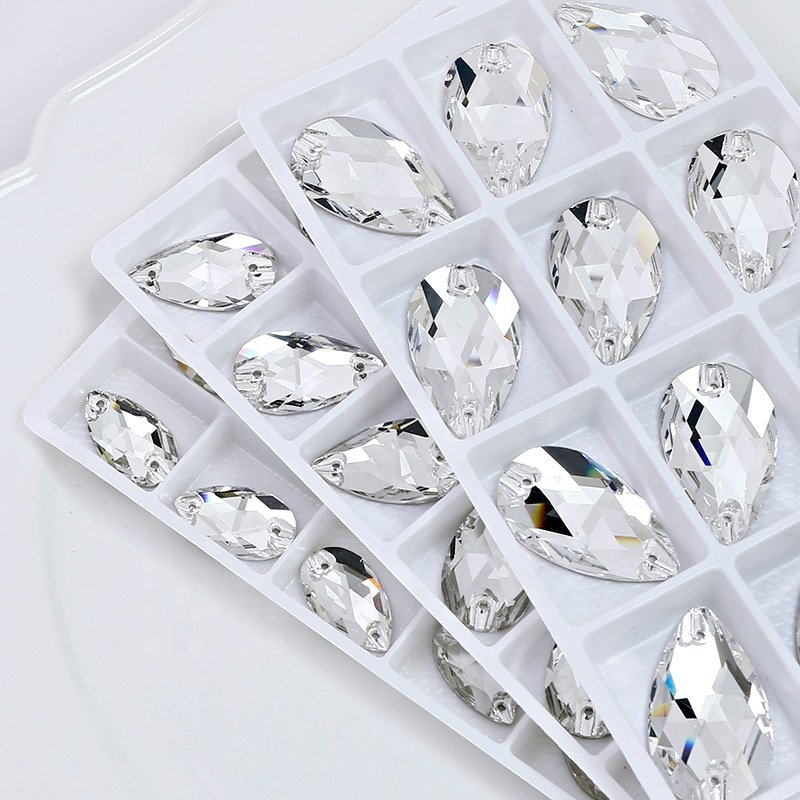 Dongzhou crystal Drop shape Sew on Crystal flatback Rhinestones wholesale lead-free crystal beads for garment sewing accessories