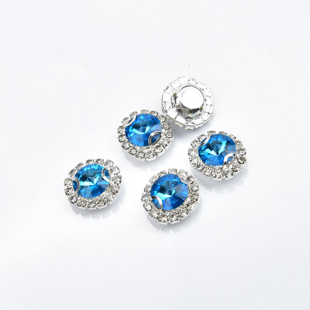 10Mm-16Mm Satellite Round Shape Glass Rhinestones Sunflower Claw Flatback Glitter Crystals Strass Stones Sew On Clothes Crafts