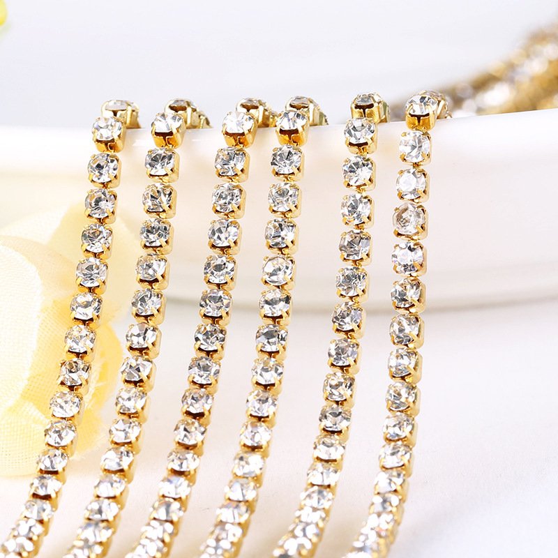 6mm Rhinestone Cup Chain in Roll Cup Chain Rhinestone Trimming For Garment Decoration