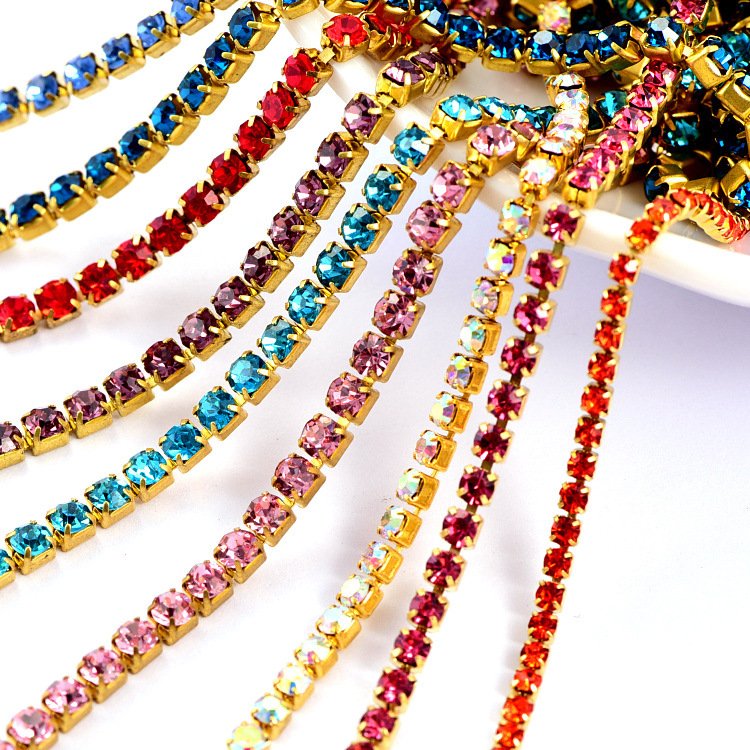 6mm Rhinestone Cup Chain in Roll Cup Chain Rhinestone Trimming For Garment Decoration