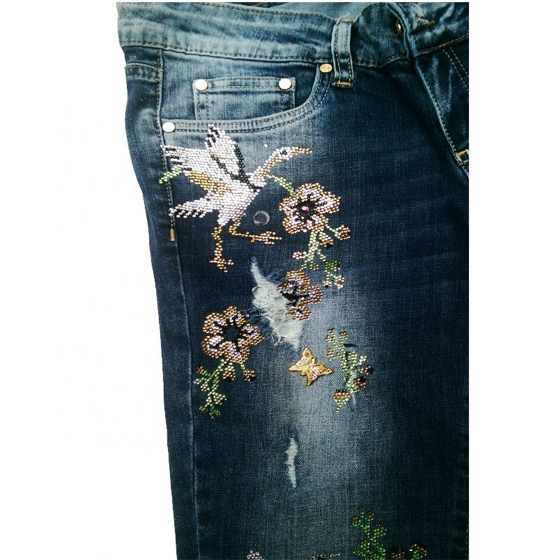 Factory Direct Sale Korean Heat Transfer Rhinestone Hot Fix Motif Designs For Fabric