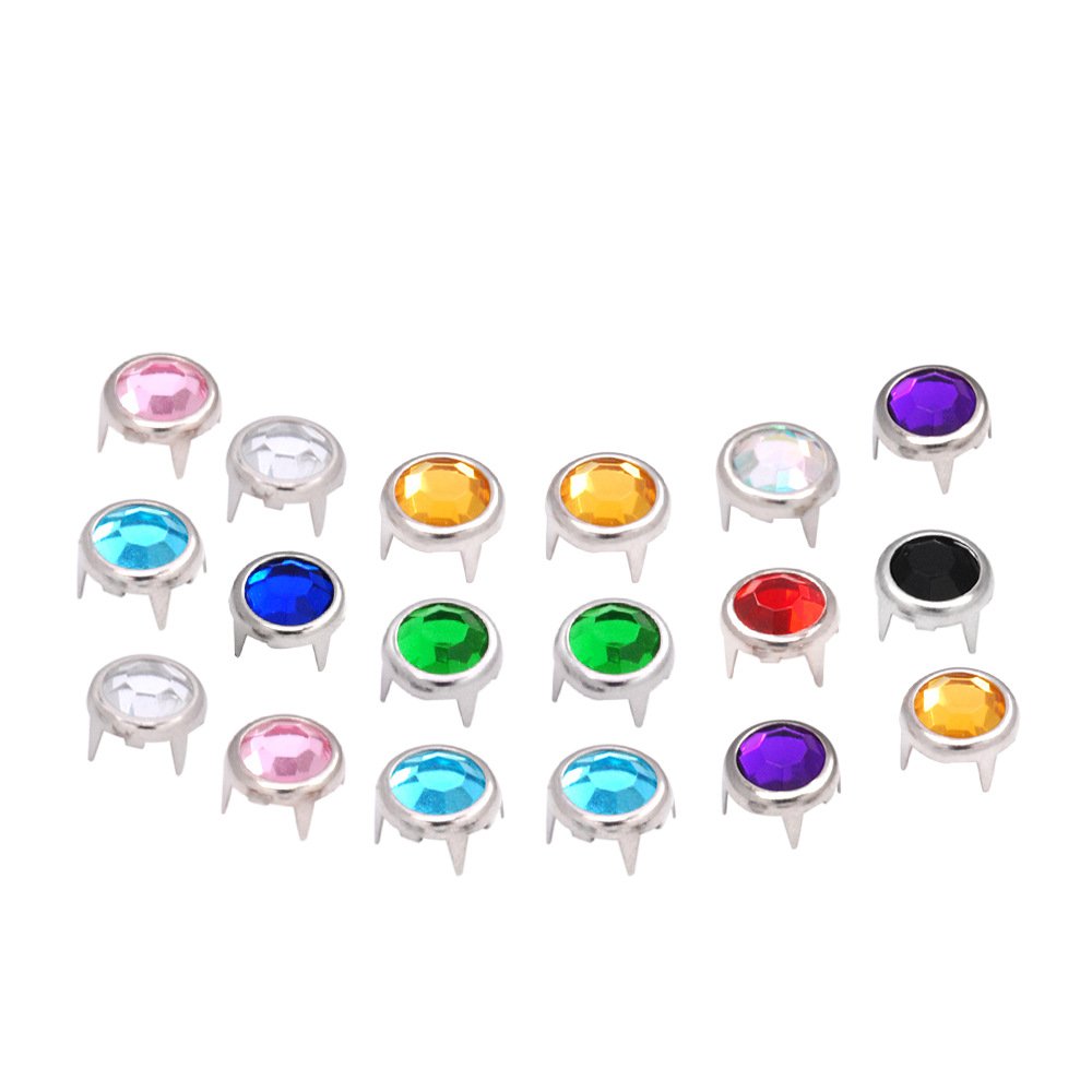 DIY 7mm glass rivets 4 claw copper rhinestone studs acrylic rivets for leather bags jacket