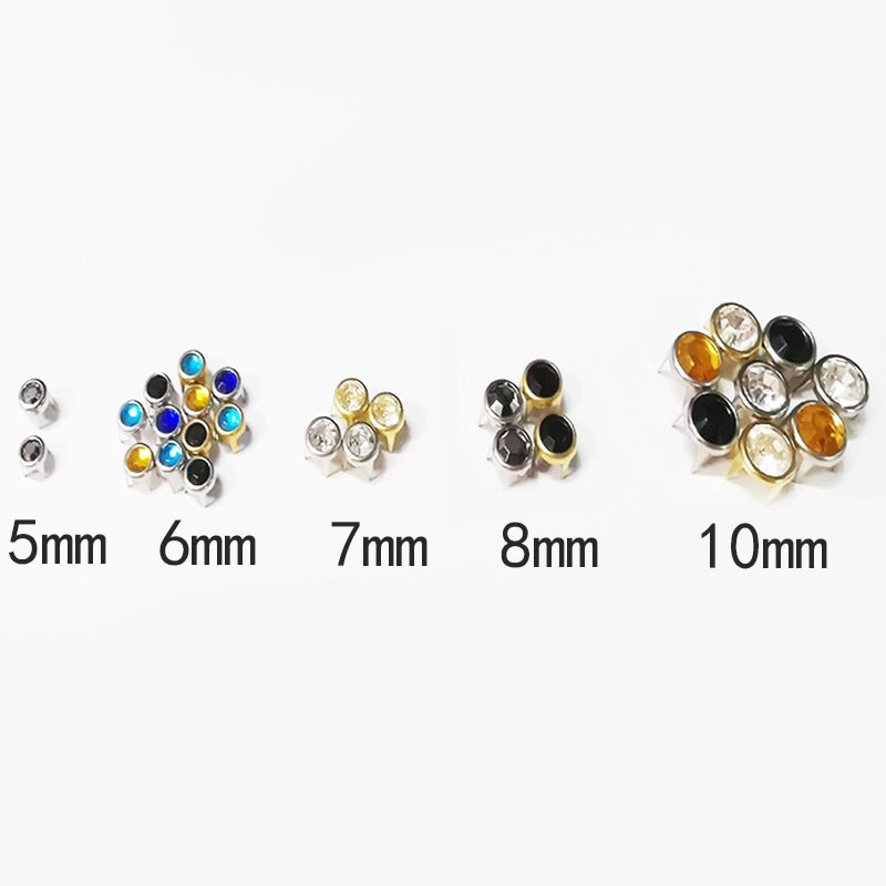 DIY 7mm glass rivets 4 claw copper rhinestone studs acrylic rivets for leather bags jacket