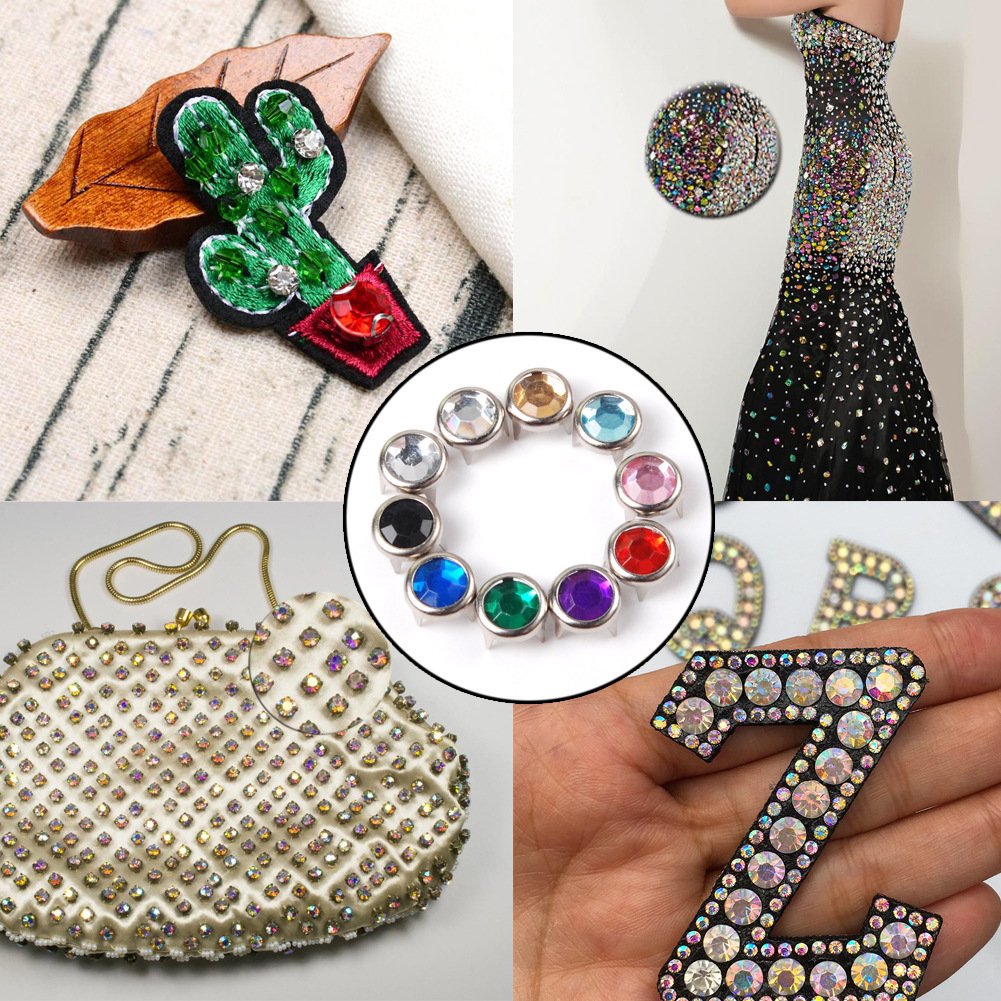 DIY 7mm glass rivets 4 claw copper rhinestone studs acrylic rivets for leather bags jacket