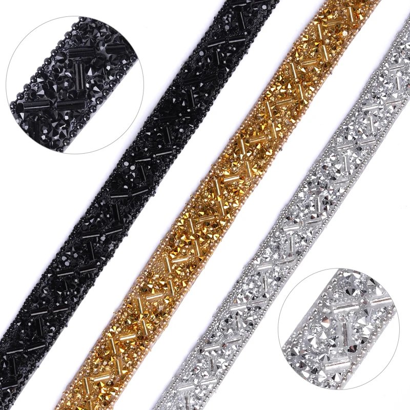 11mm Rhinestones Seed Beads Ribbon Glitter Crystal Tapes Glass Trimming For Clothing Decorations Trim Crafts