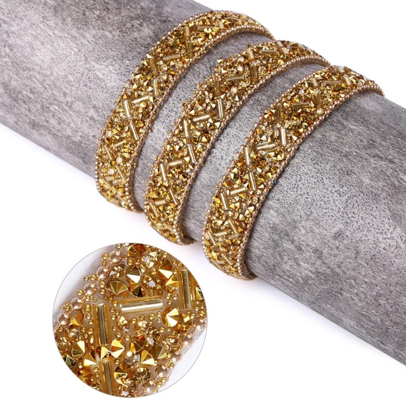 11mm Rhinestones Seed Beads Ribbon Glitter Crystal Tapes Glass Trimming For Clothing Decorations Trim Crafts