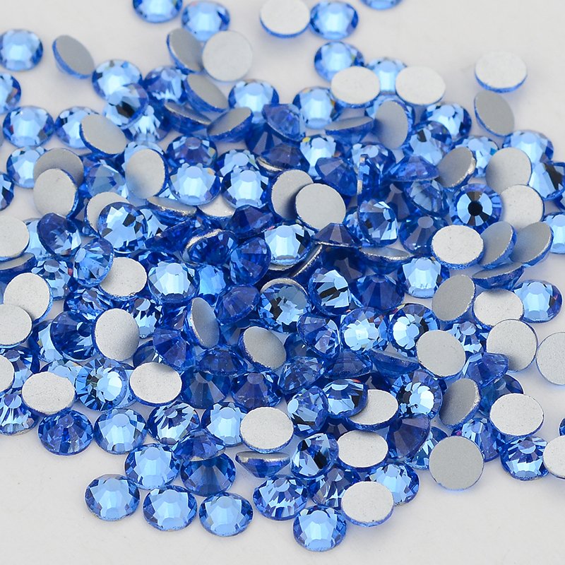 Yantuo SS34 7mm Non-Hot Fix round Crystal Rhinestones Blue Flatback rhinestones cristal Stone, for christmas decoration